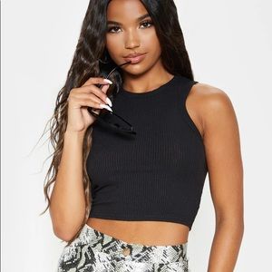 PLT black rib razorback top